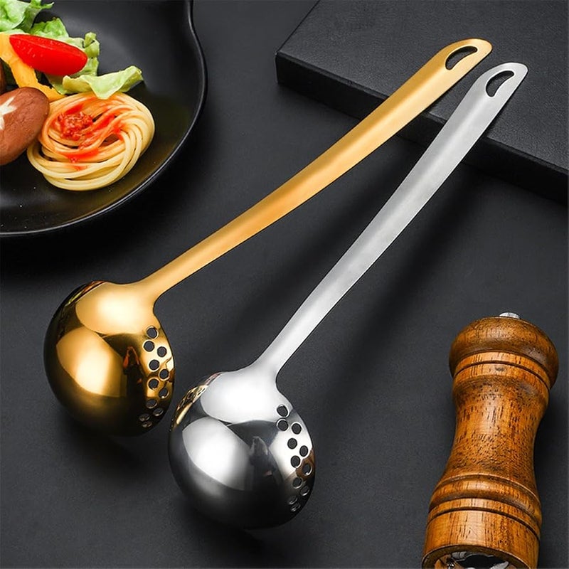 Gold Stainless Steel Long Handle Strainer Spoon Soup Skimmer Cooking Utensil - Image 4